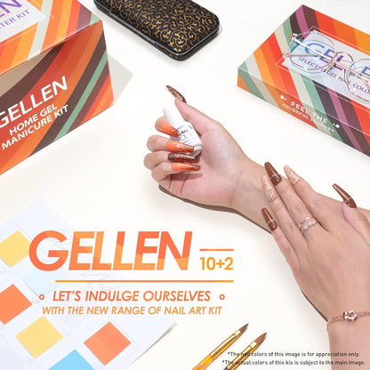 Kit Uñas Gel Gellen 10 Colores Lámpara UV LED