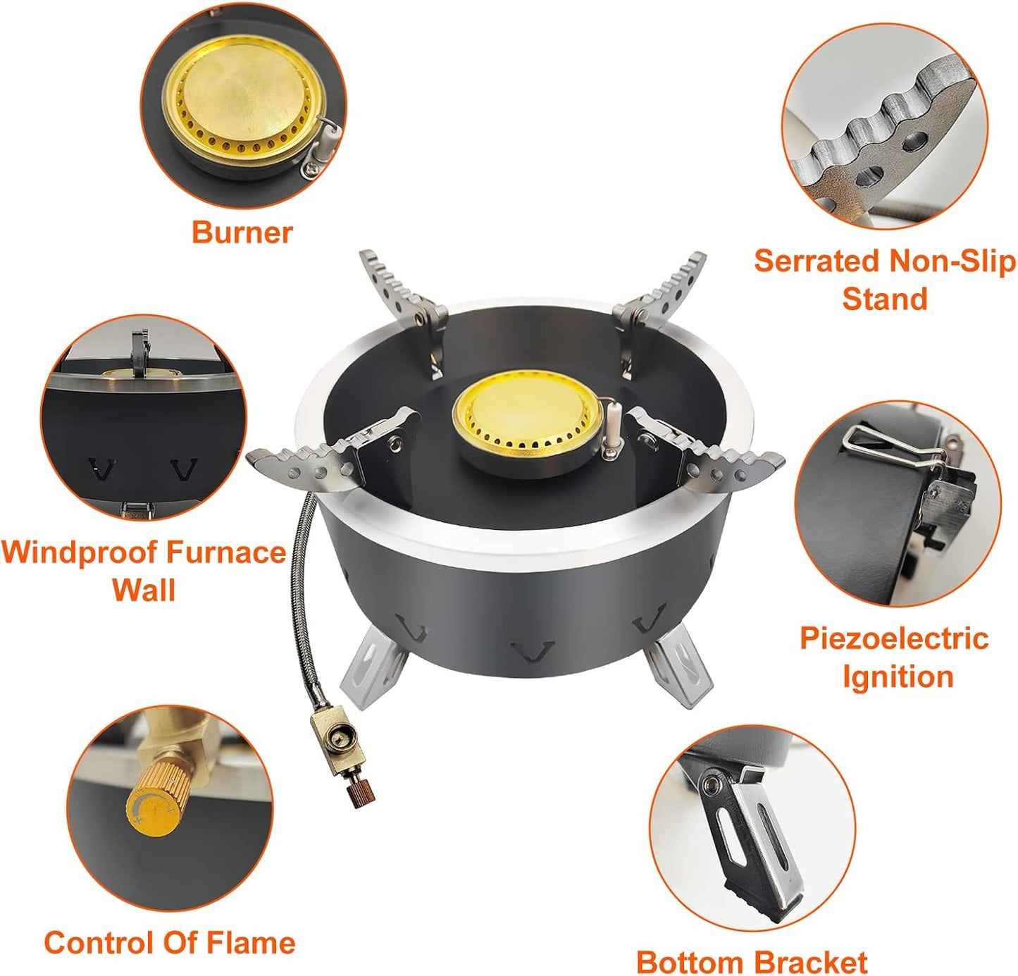 Estufa portátil para mochileros, 10000 W, resistente al viento, con adaptador