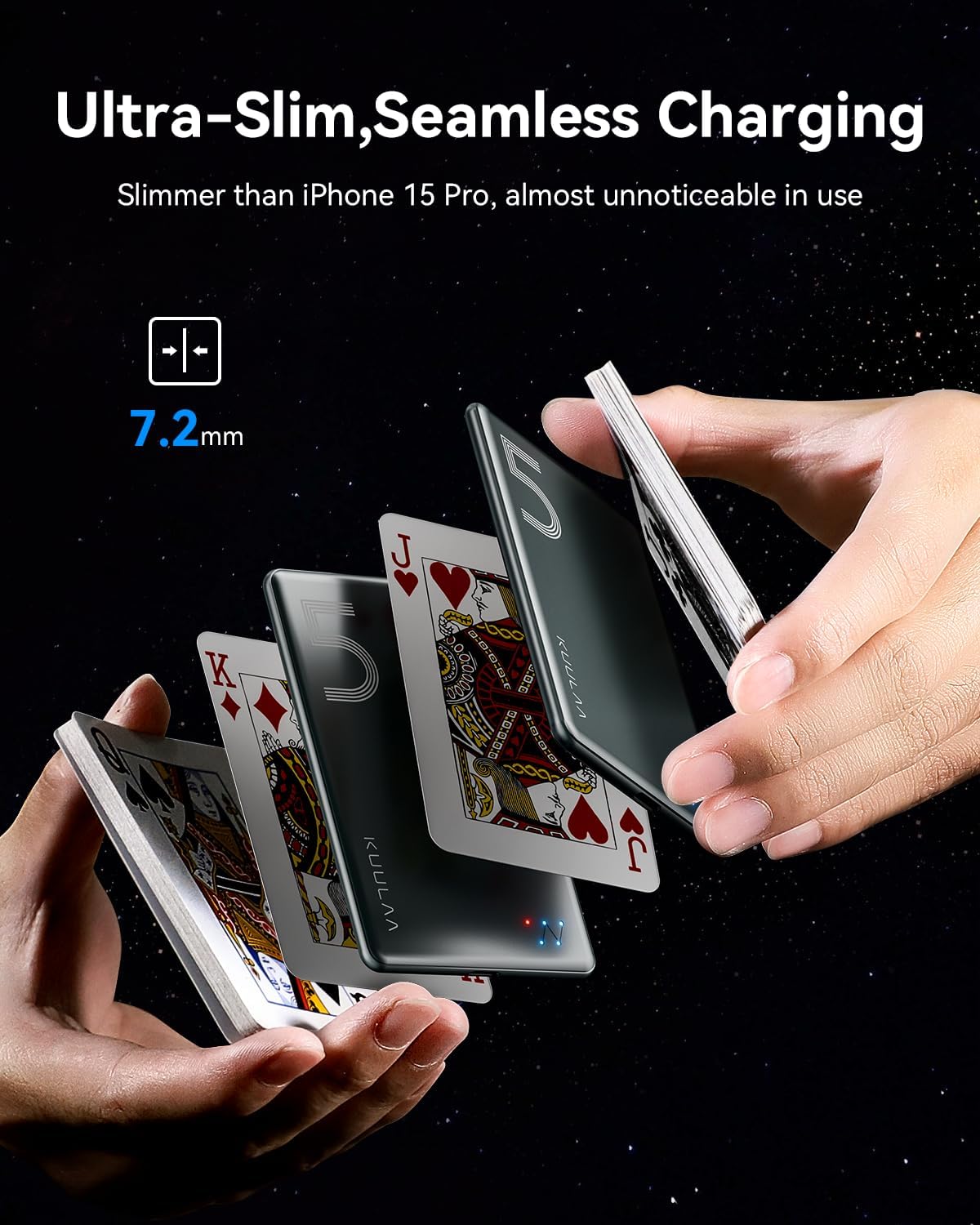 Kuulaa Power Bank Ultra Delgado inalambrica