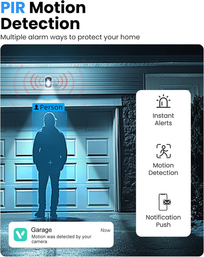 Cámara Seguridad WiFi Inalámbrica 2K Batería Visión Nocturna AI 4 PZA