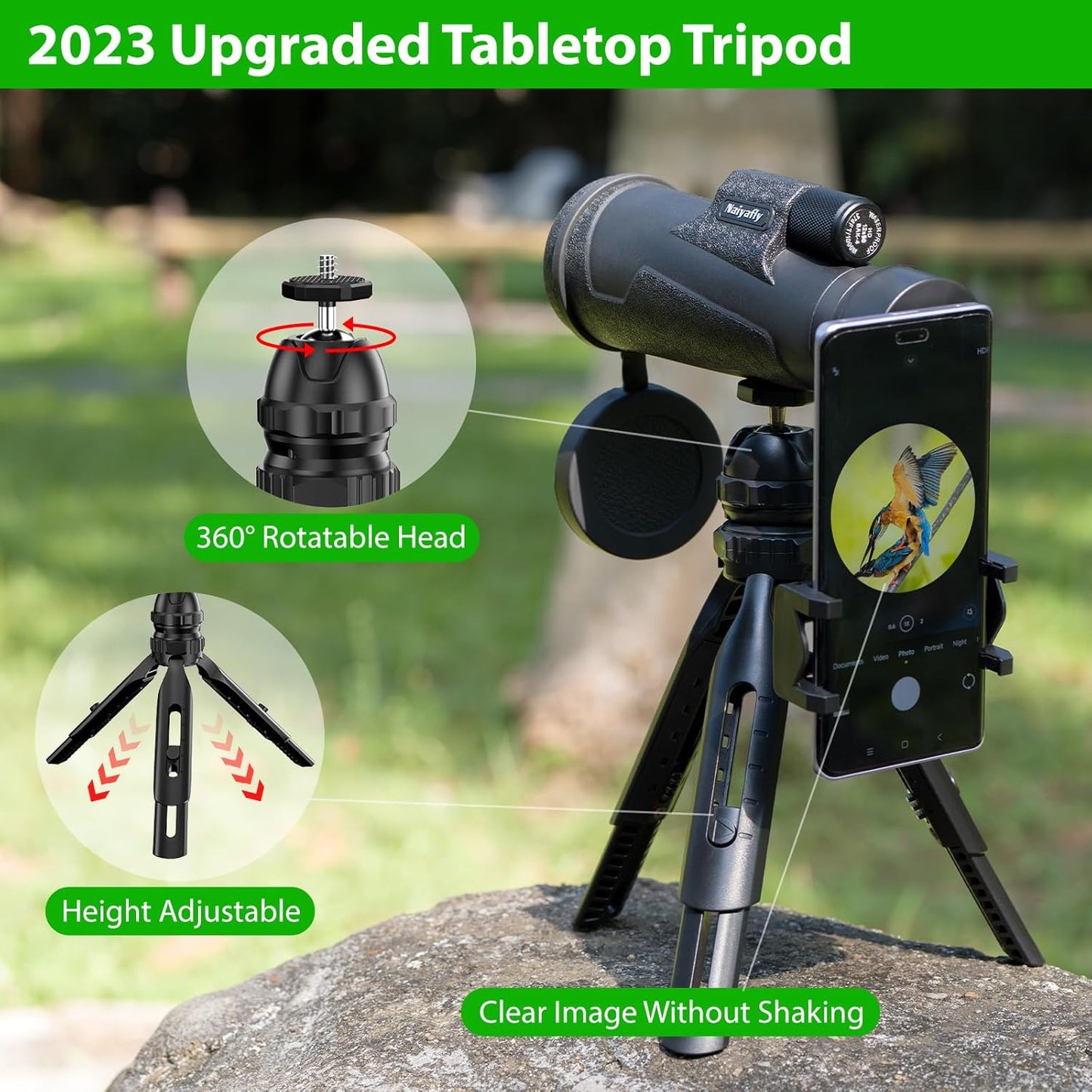 Telescopio monocular HD de 12 x 50 para teléfonos inteligentes, NAIYAFLY.