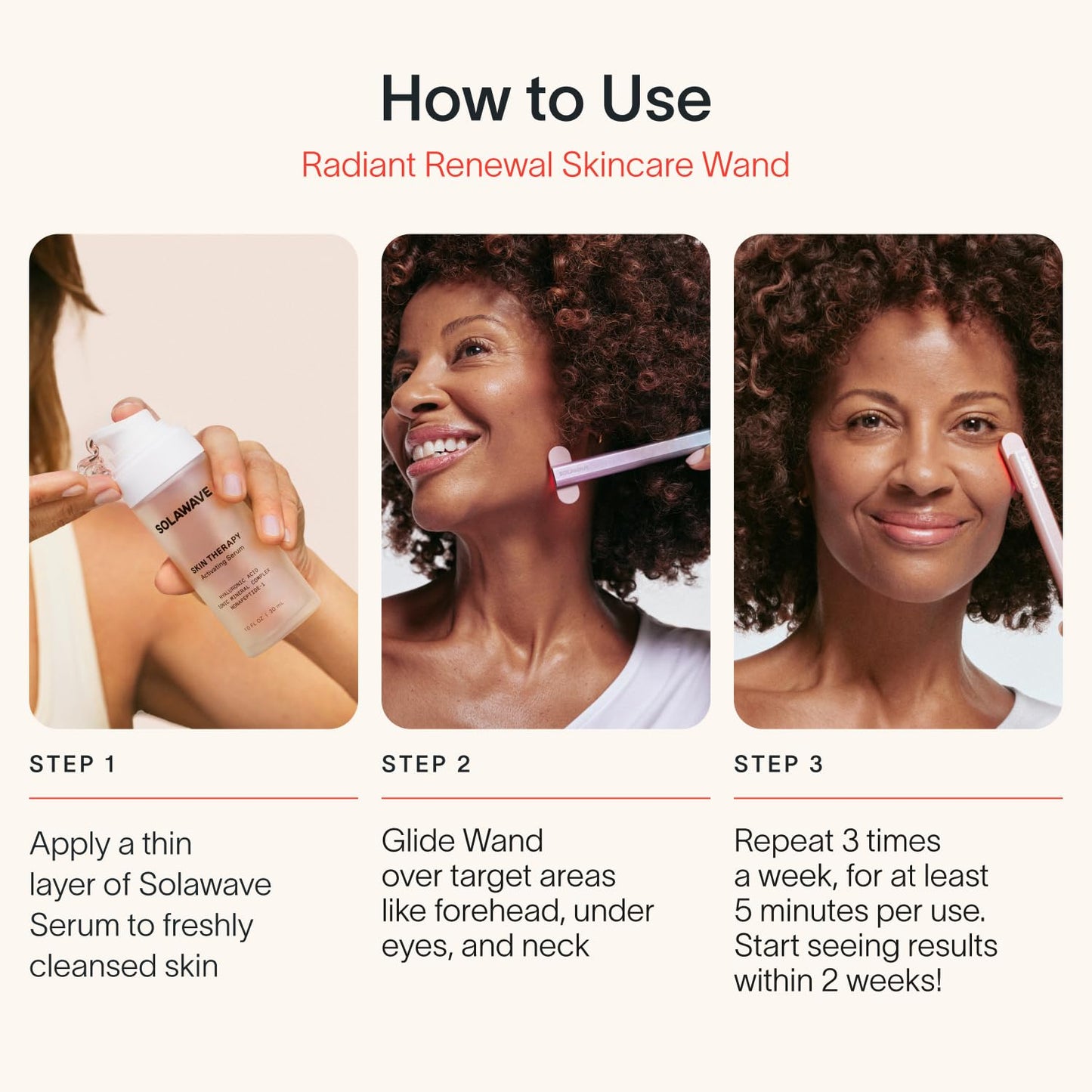 Solawave Paquete de suero de terapia facial 4 en 1 con varita de luz.