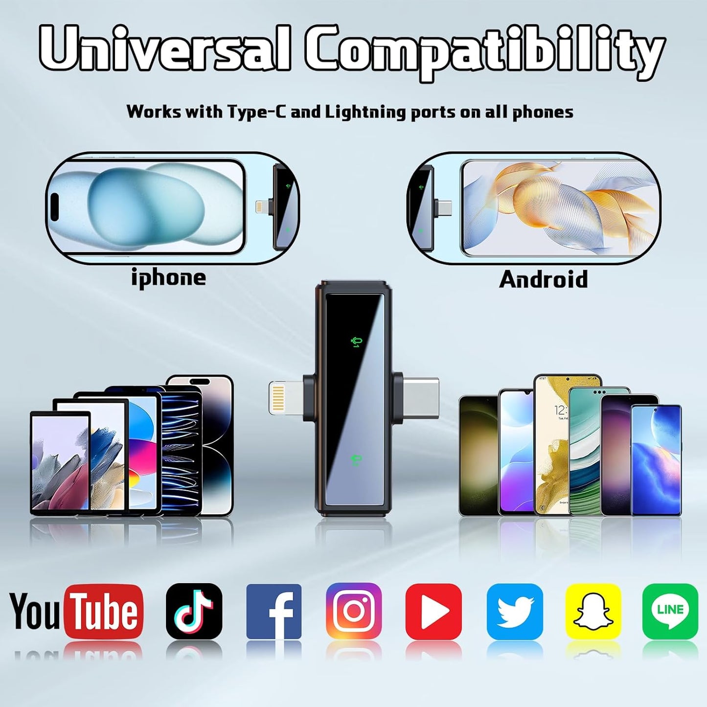 Micrófono Lavalier inalámbrico con cancelación de ruido.