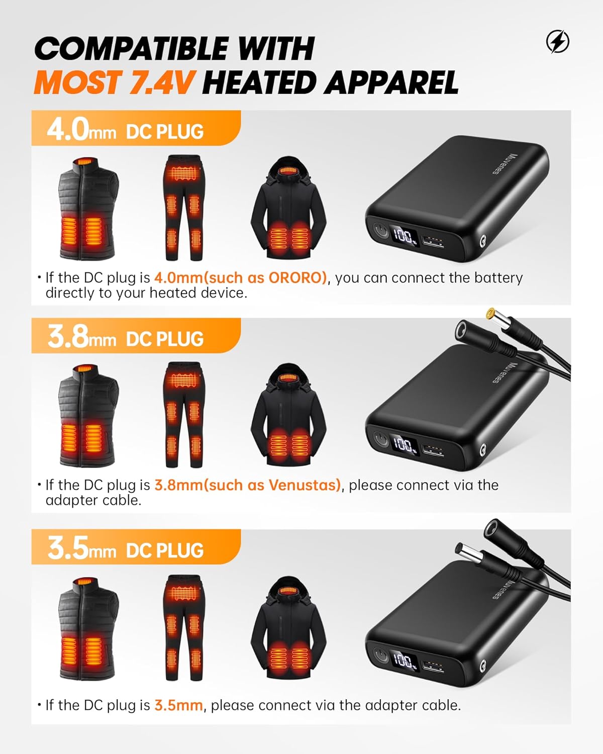 Batería de chaleco térmico Muvenes 18400 mAh (USADO)