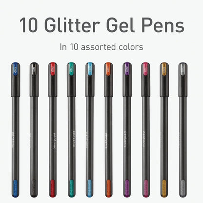 Bolígrafos de gel con purpurina, 10 Colores,Punta 1.0mm, Esc. Suave.