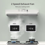 Campana extractora de 30", ventilador de escape de 2 velocidades.