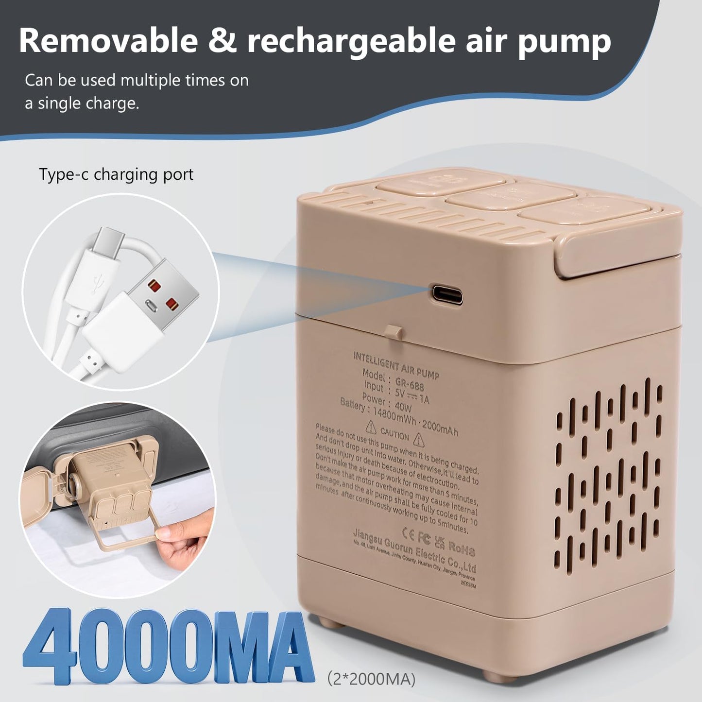 Colchón SUV de aire con bomba eléctrica integrada, para viajes AKUDY USADO