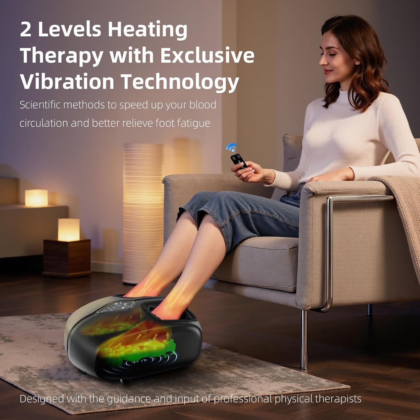 Masajeador de pies, calor, vibración, compresión y amasamiento.(USADO)