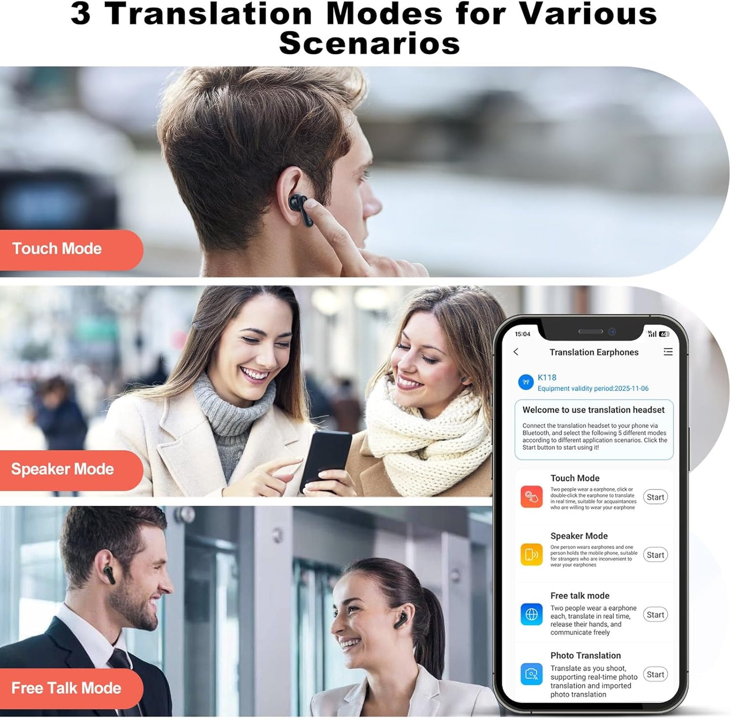 Exsulity Audífonos traductores de idiomas AI