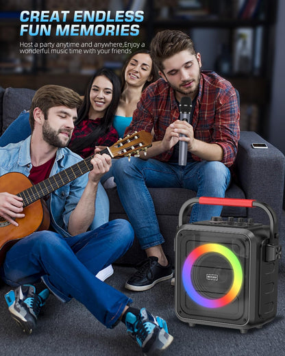 Máquina de karaoke Bluetooth, Moyleaf, con dos micrófonos inalámbricos.