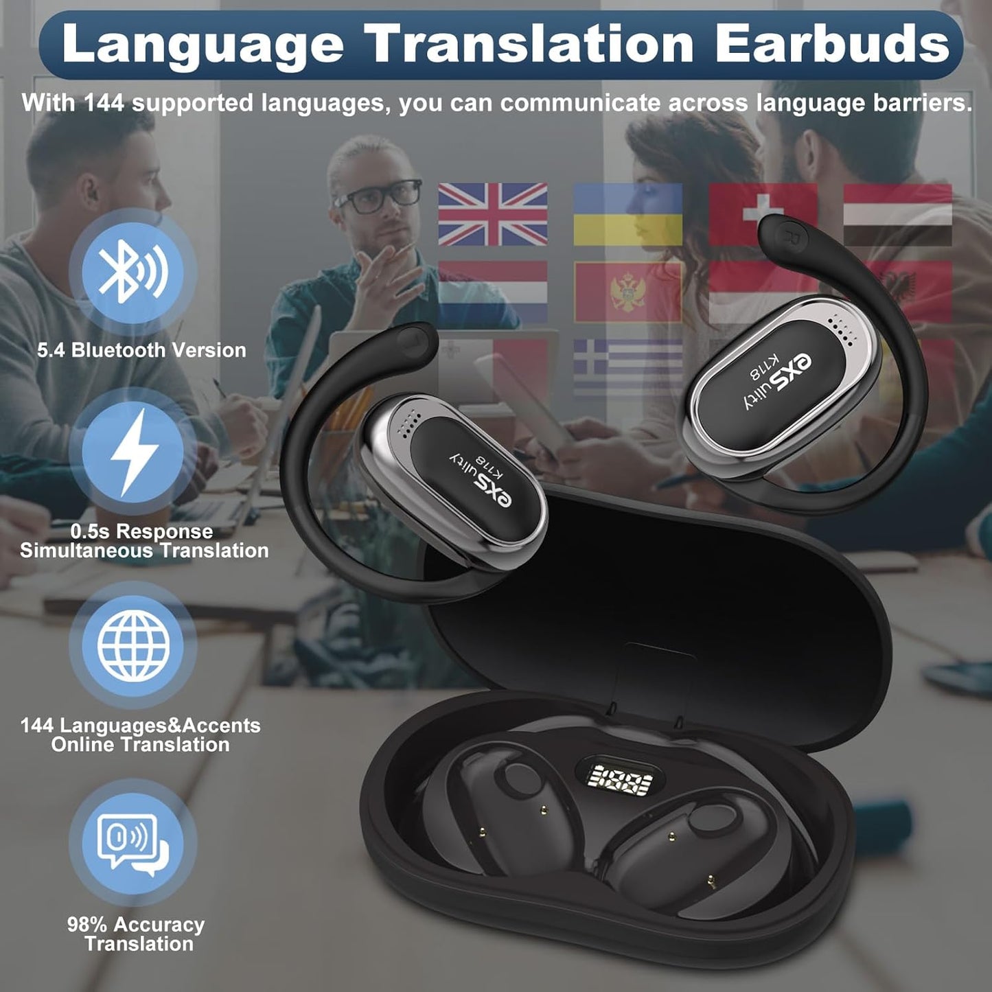 Exsulity - Auriculares De Traducción De Ia 144 Idiomas (USADO)