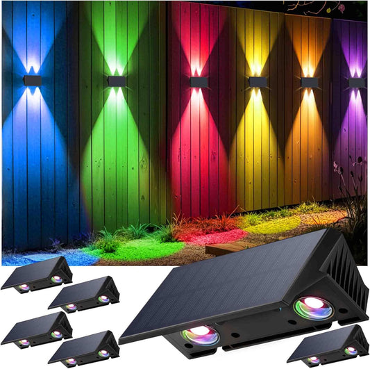 6 Luces de valla energía solar RGB y blanco