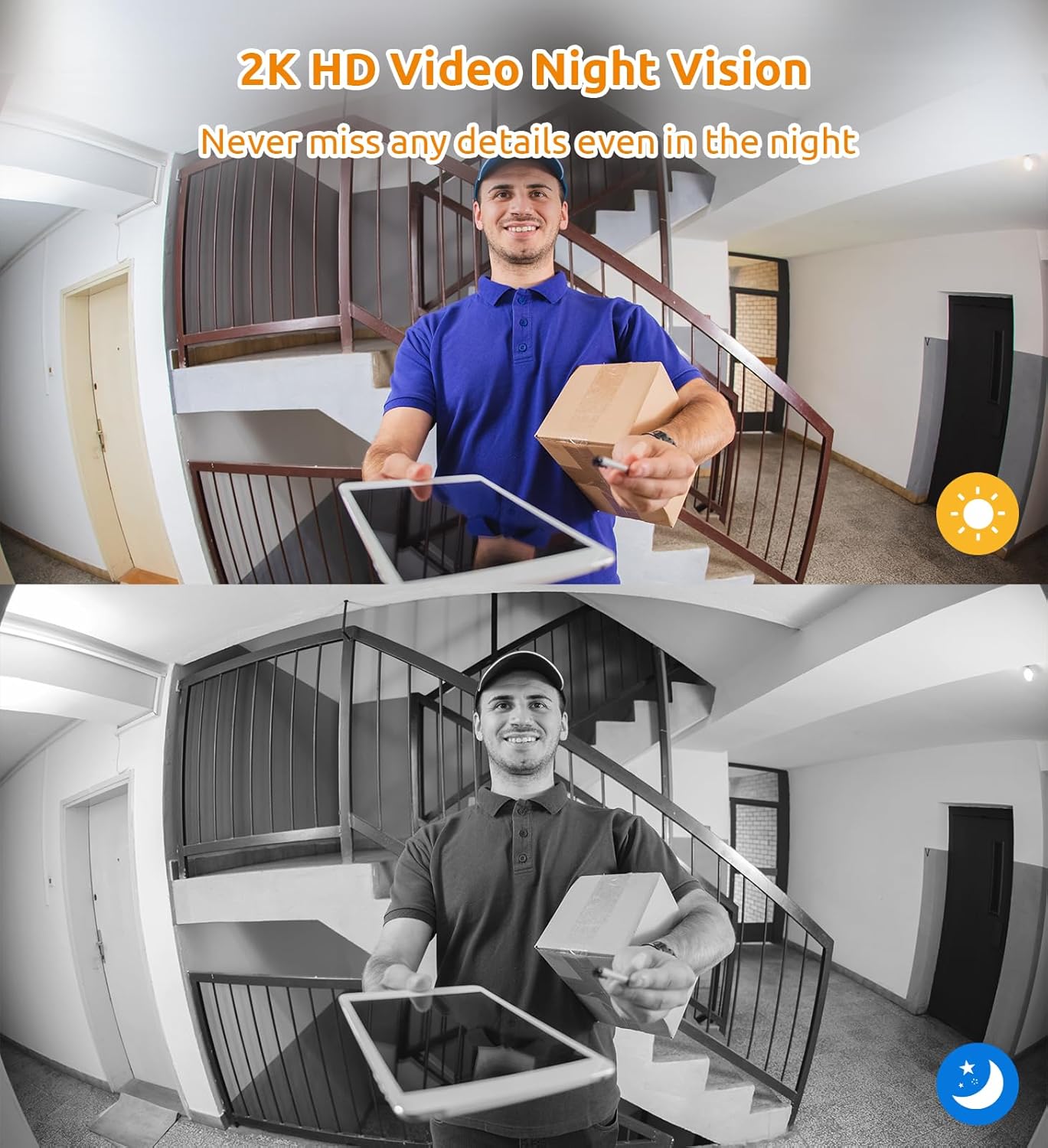 Cámara de video con timbre, conversación de 2 vías, WiFi de 2.4 GHz, TOUCAN