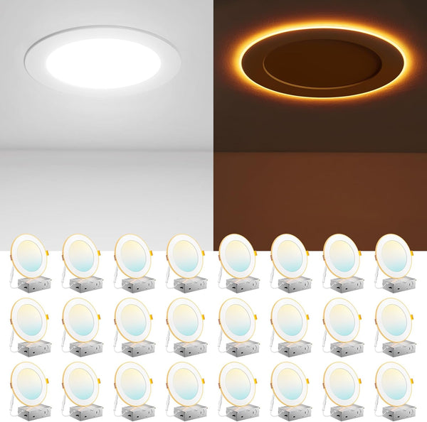 Luces LED Empotrables Amico 6in 5CCT Luz Nocturna 24 paq