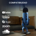Micrófono USB Blue Yeti Azul Condensador 3 Cápsulas