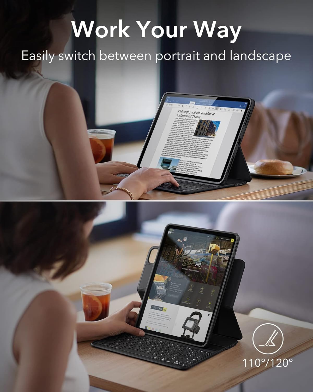 ESR - Funda con teclado para iPad Pro de 12.9 " magnética desmontable