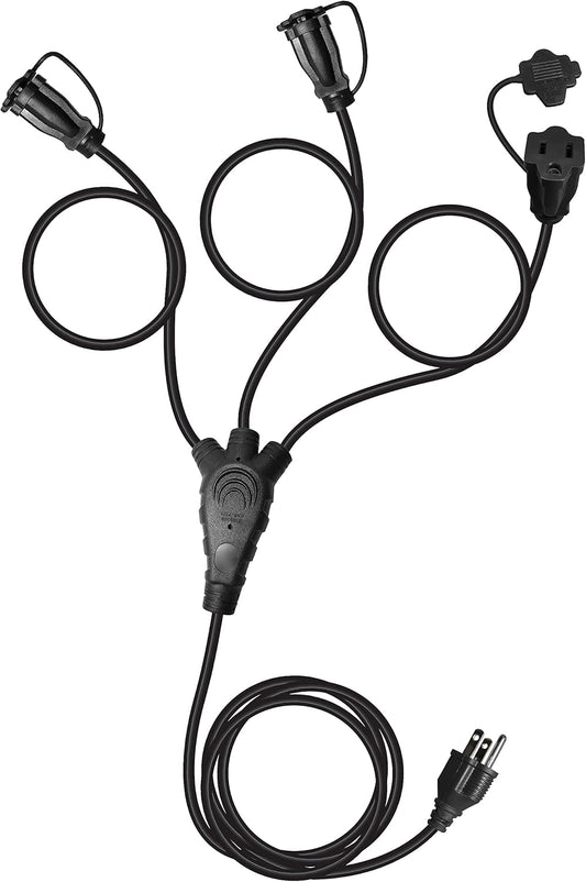 Cable de extensión de 3 direcciones 14/3 de 1 a 3 divisores de múltiples tomas.