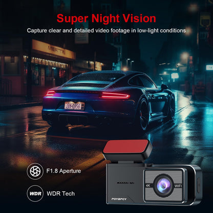 Cámara para coche POYBPCY 4K, WiFi, con tarjeta SD de 64 GB, control por app