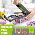 Cortador de Verduras, 16 en 1, 7 Cuchillas de Acero Inoxidable.