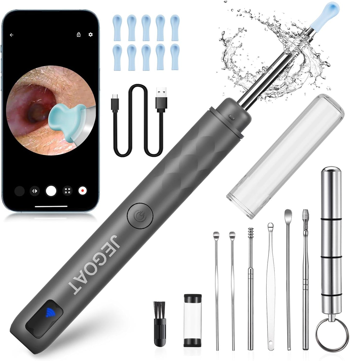 Cámara de eliminación de cera de oído incluye 9 púas de oído.