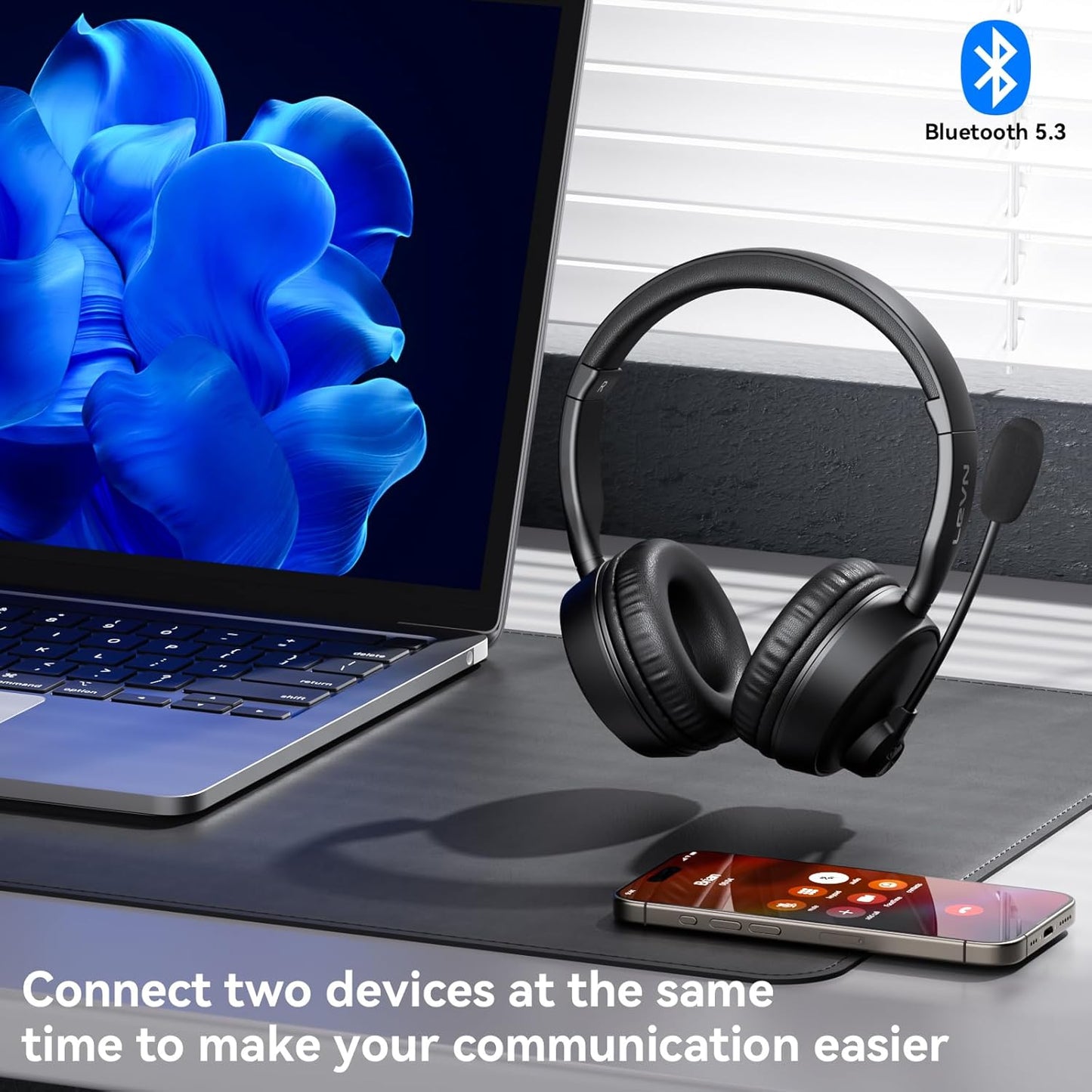 LEVN - Auriculares Bluetooth con micrófono (cancelación de ruido).