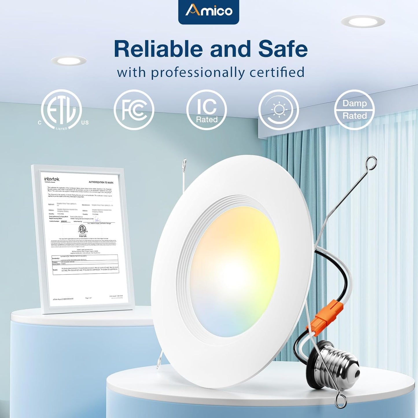 Amico Iluminación empotrable LED 5CCT de 5/6", 20 piezas.