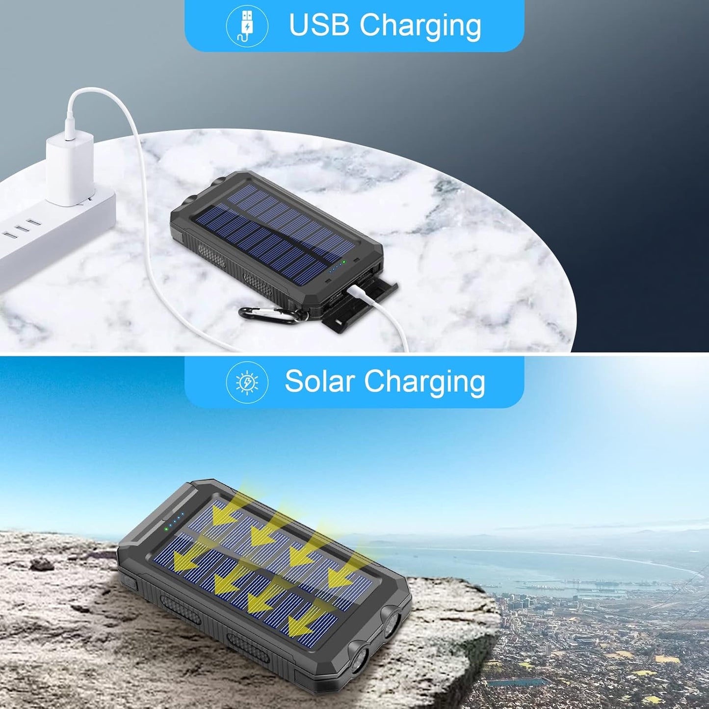 Banco de energía solar portátil de 36800 mAh