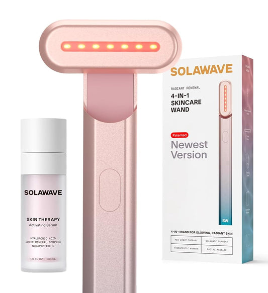 Solawave Paquete de suero de terapia facial 4 en 1 con varita de luz.