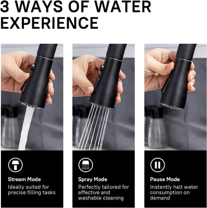Grifo de cocina con pulverizador extraíble WEWE, arco alto (DETALLE)