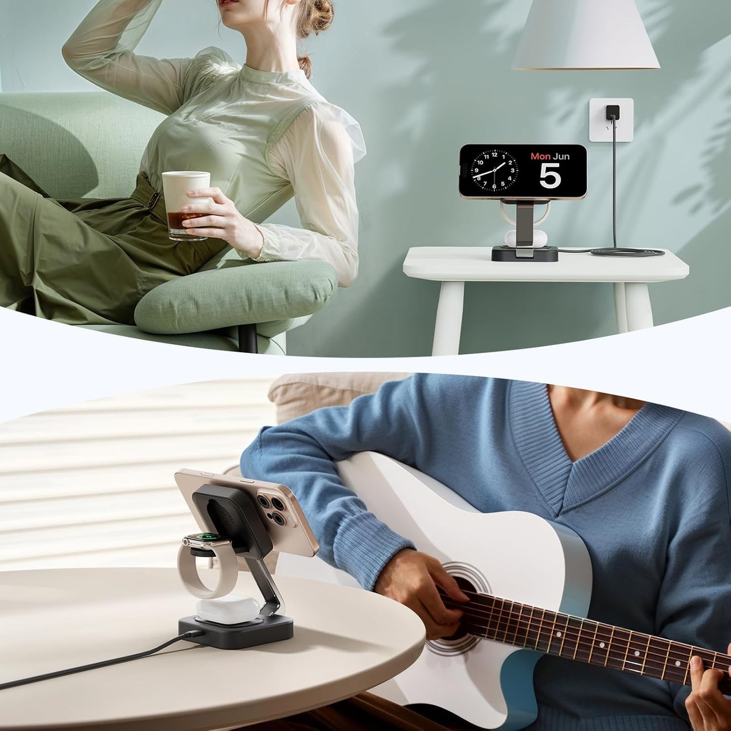 Estación de carga rápida inalámbrica Mag-Safe, 3 en 1,  magnético.