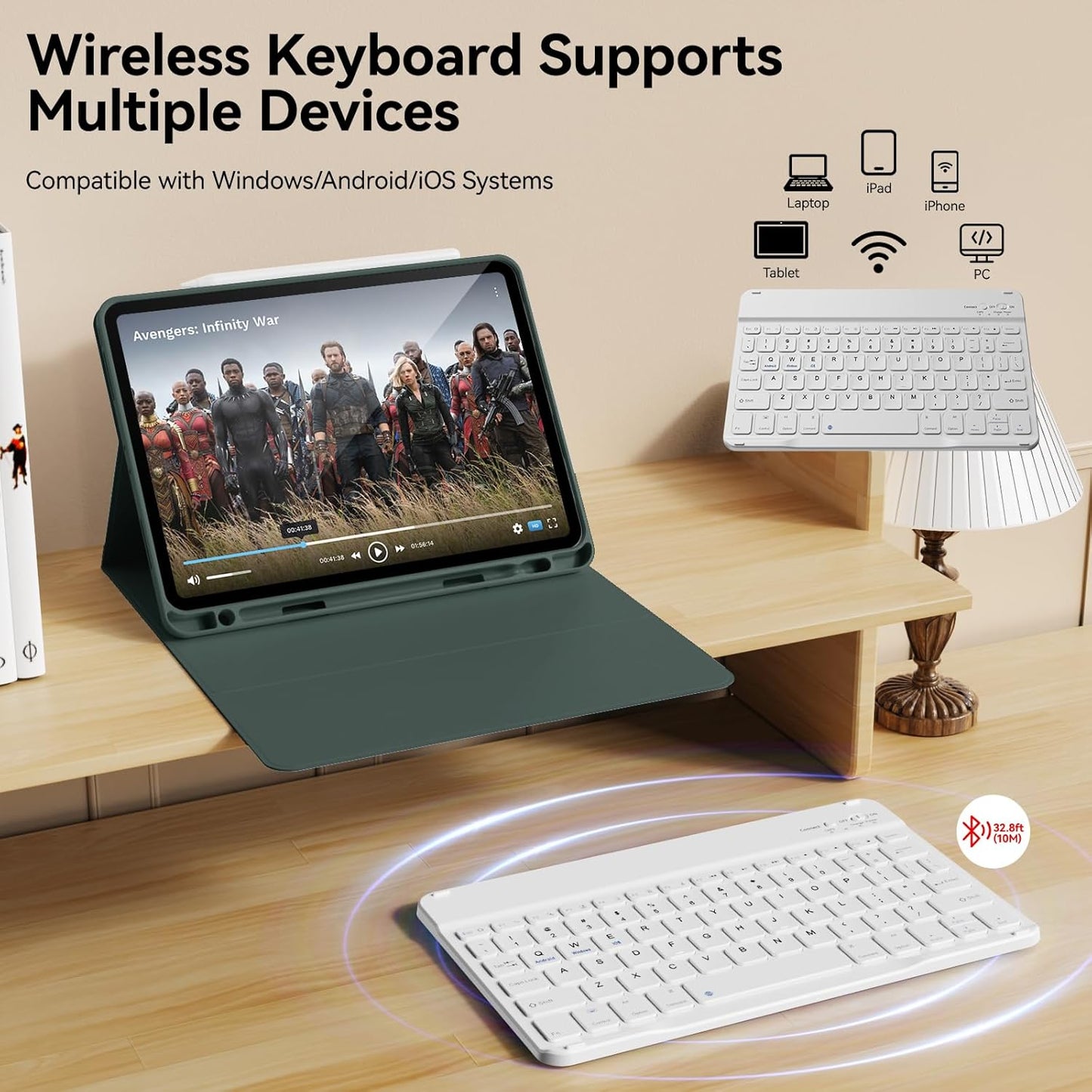 Funda con teclado para iPad Pro de 11", Bluetooth, Recargable.