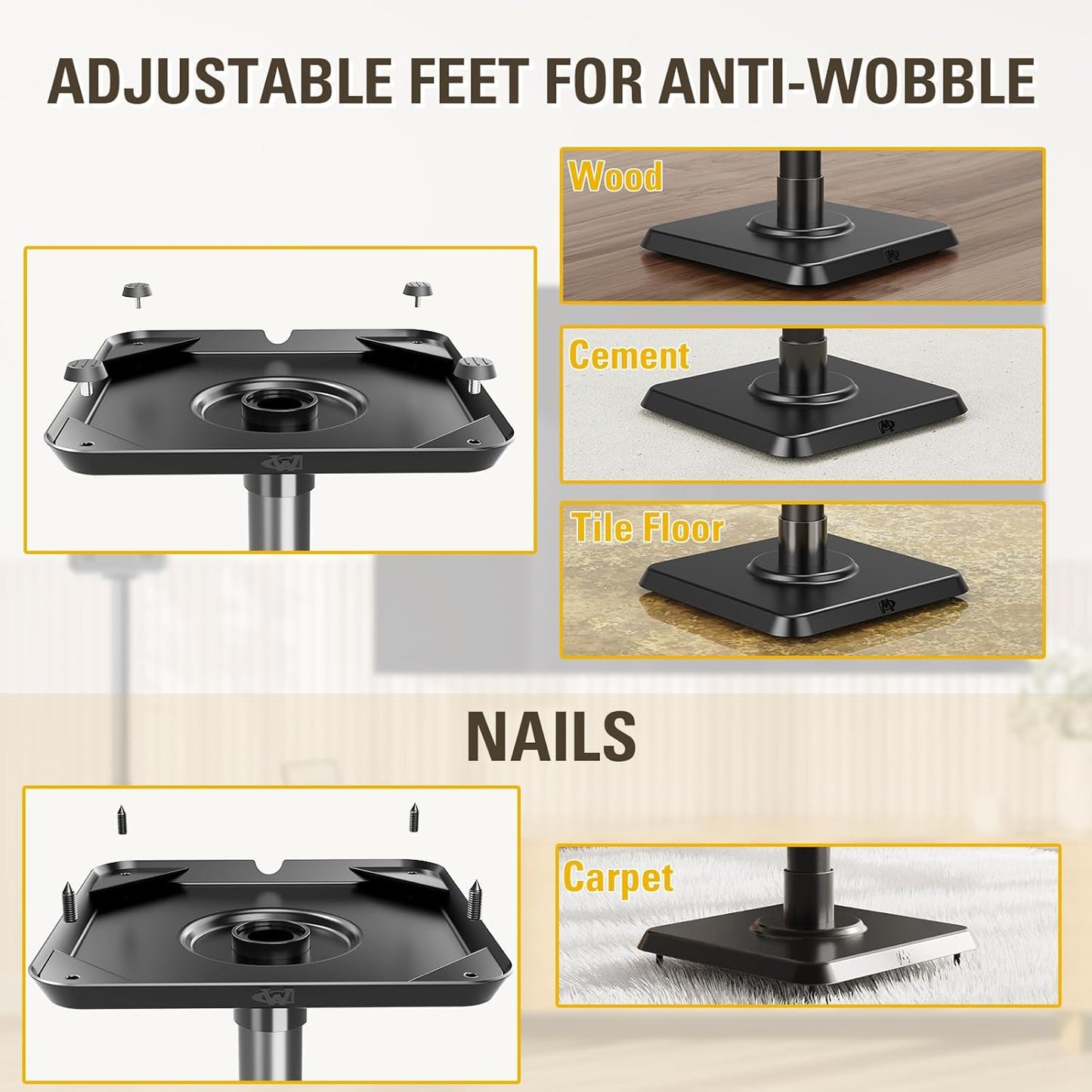 Soporte de Altavoces, Mounting Dream, Altura Ajustable, 11 Libras.