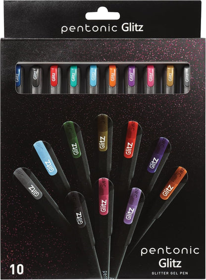 Bolígrafos de gel con purpurina, 10 Colores,Punta 1.0mm, Esc. Suave.