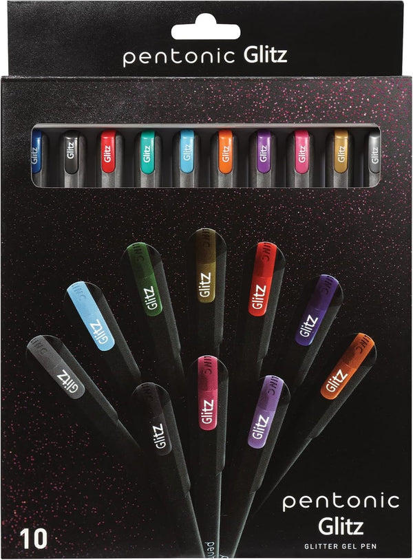 Bolígrafos de gel con purpurina, 10 Colores,Punta 1.0mm, Esc. Suave.