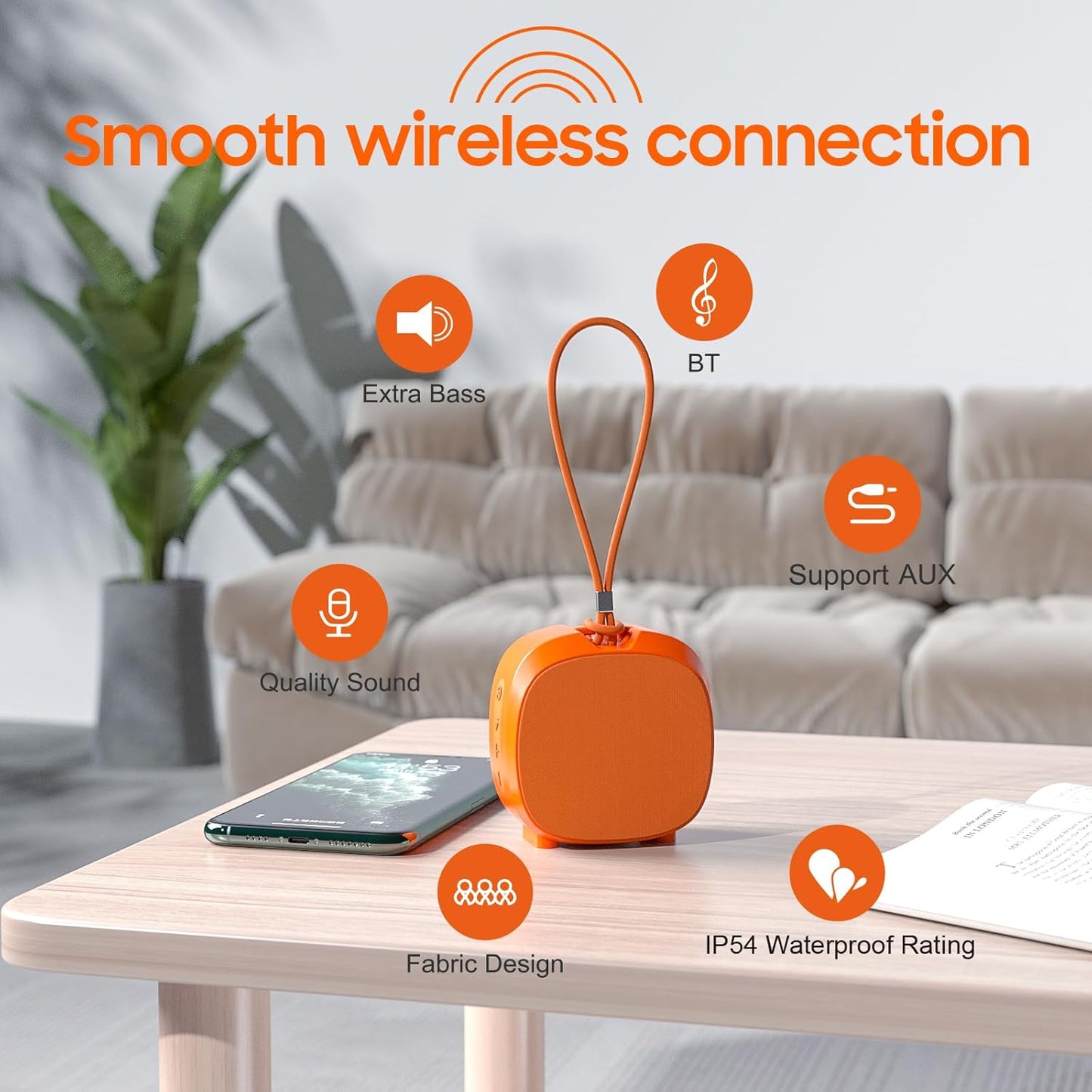 Altavoz portátil Bluetooth inalámbrico, IPX5, TWS, luces RGB.