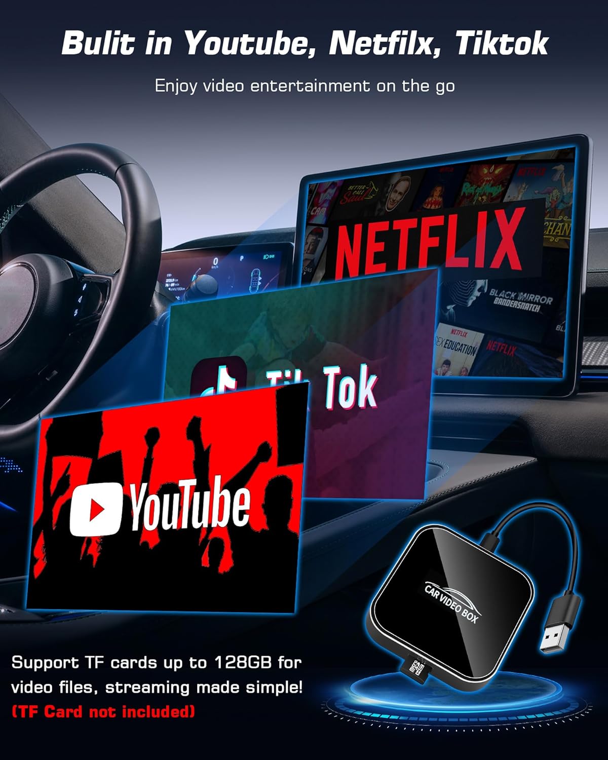 Adaptador Carplay Inalámbrico, 1080p Video Box.