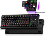 Teclado Cableado K1 Pro, para juegos y streaming con pantalla y perillas.