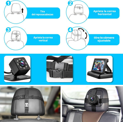 Pantalla de coche para bebés, 4.3" amplia visión de asiento trasero.