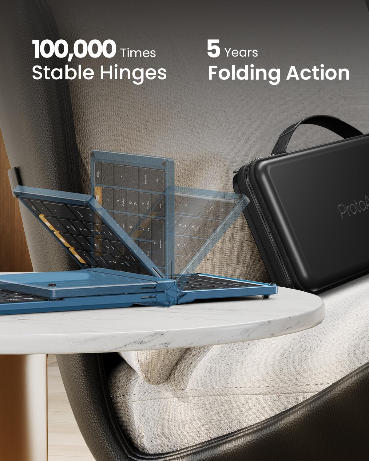 Combo de mouse inalámbrico y teclado plegable Protoarc, AZUL.