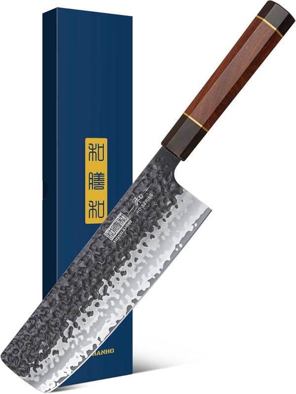 Cuchillo Nakiri Hoshanho, para carne y verduras, 18 cm, ergonómico.