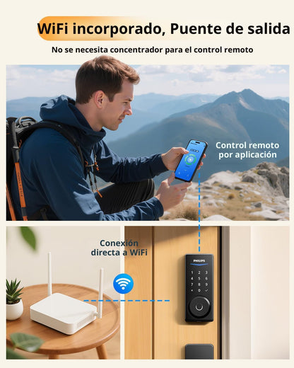 Cerradura Inteligente WiFi Con Pantalla Táctil PHILIPS