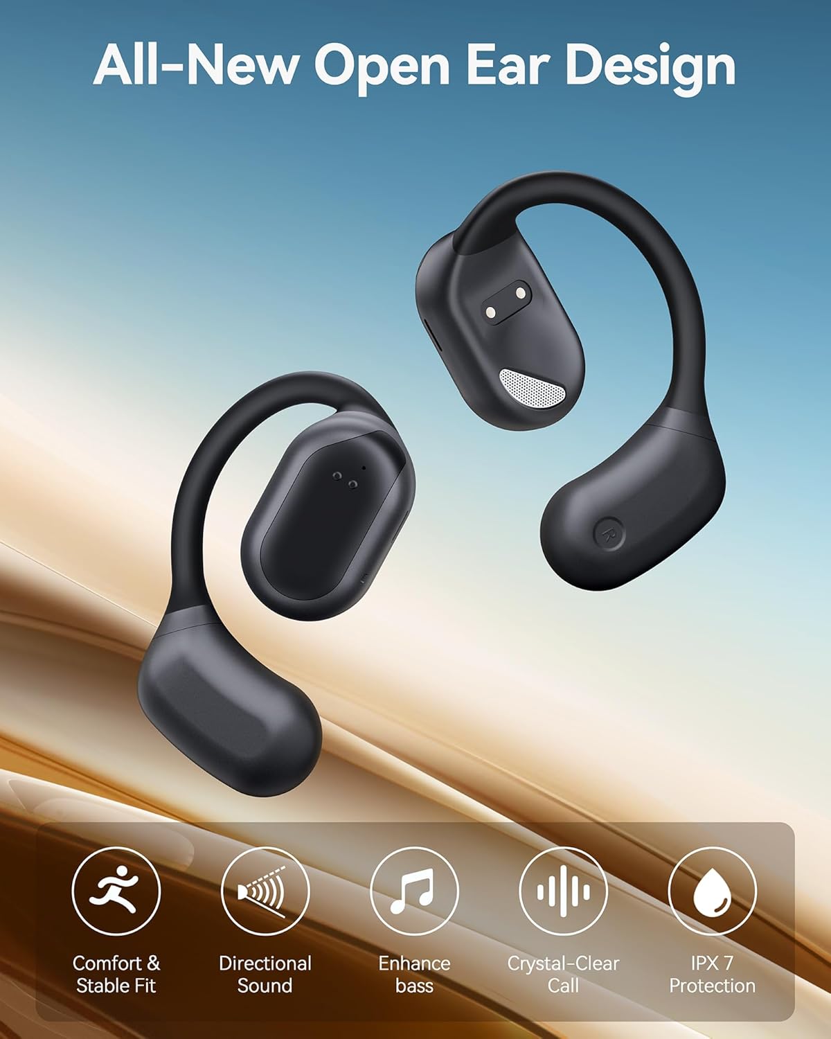 Auriculares Bluetooth 5.3, diseño abierto de gancho, (USADO).