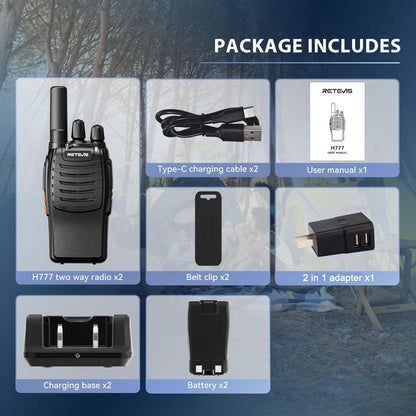 Walkie Talkie Retevis H777 Recargables Largo Alcance 2pz RETREVIS