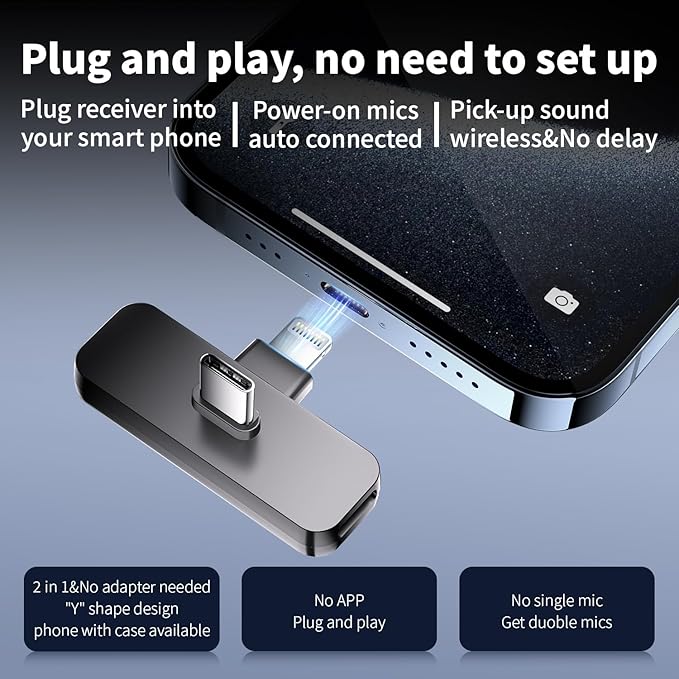 2 mini micrófonos inalámbricos de solapa Lavalier