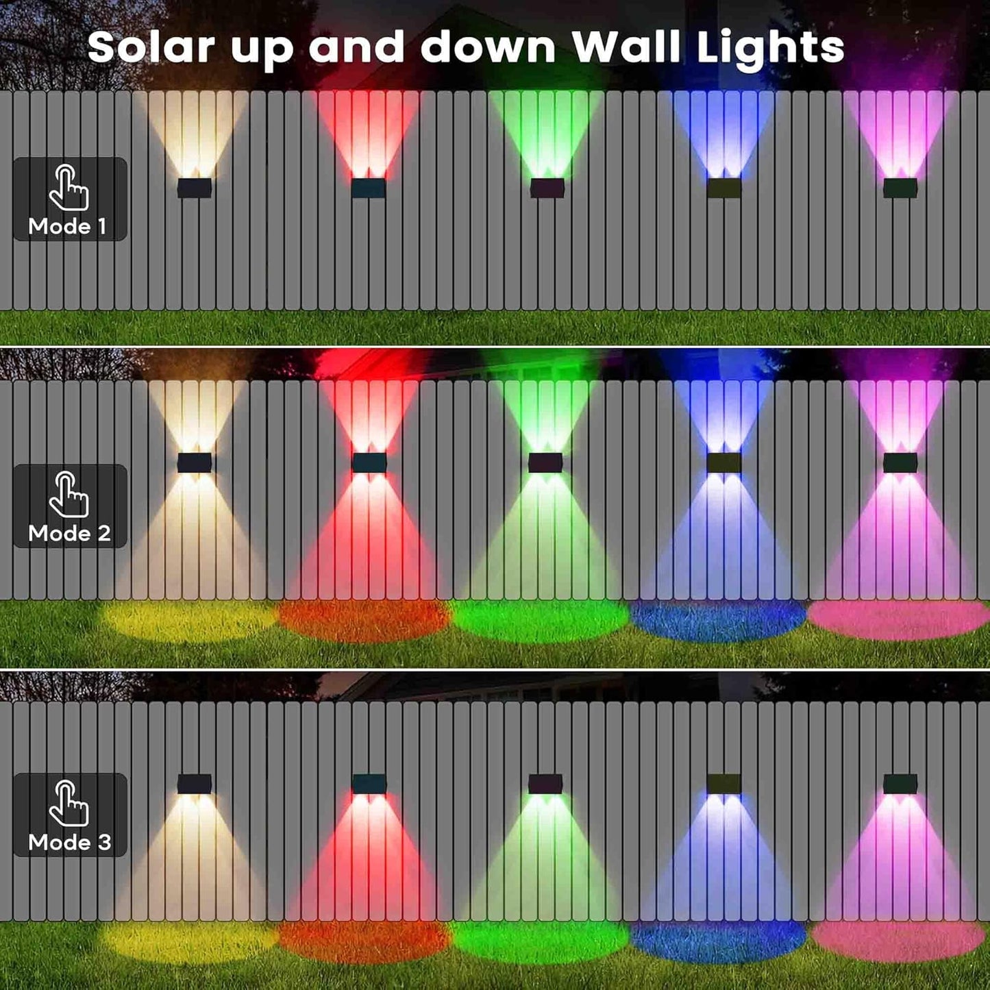 6 Luces de valla energía solar RGB y blanco