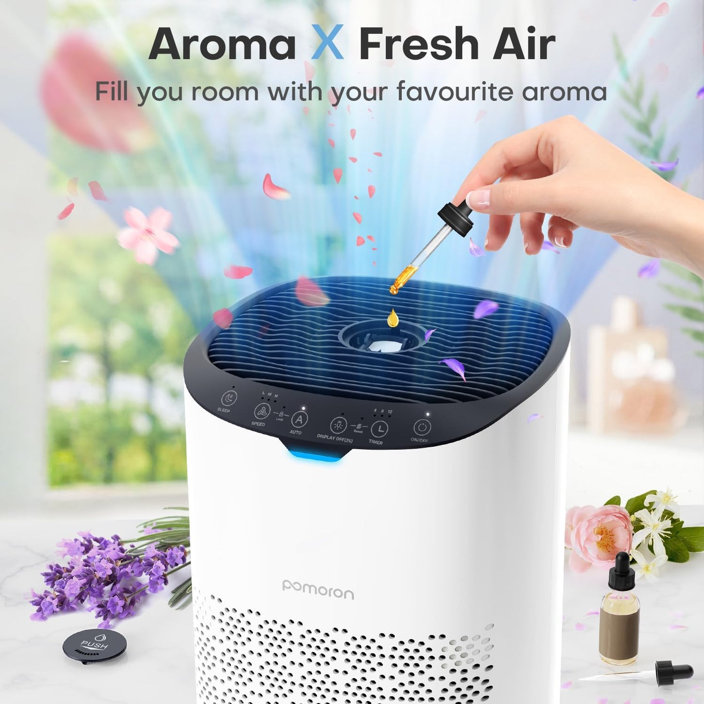 POMORON Purificador de Aire, Modo Automático, Filtro HEPA.