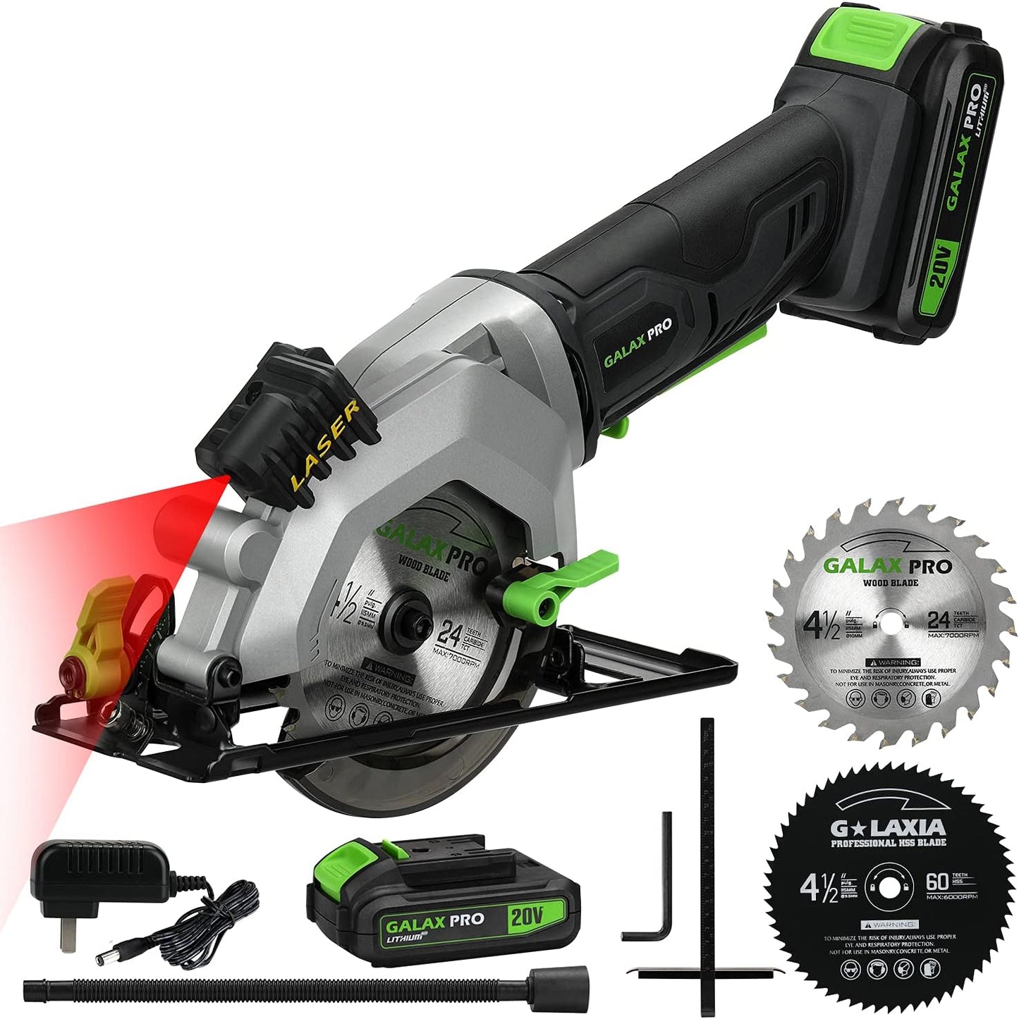 GALAX PRO 20V 4-1/2" Sierra circular inalámbrica con batería de 2.0Ah USADO.