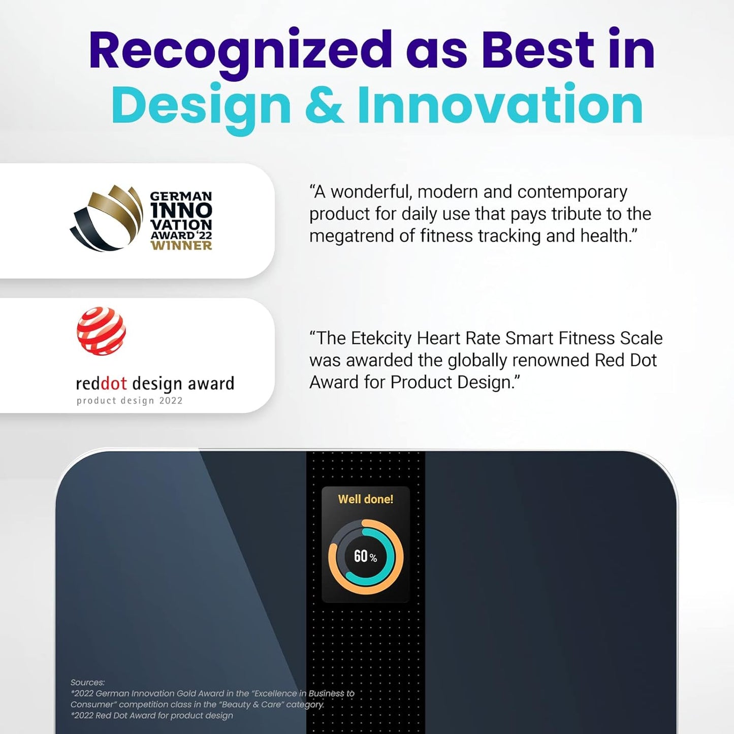 Báscula digital de grasa corporal,  Bluetooth, Peso, IMC, agua, 400lbs. Etekcity