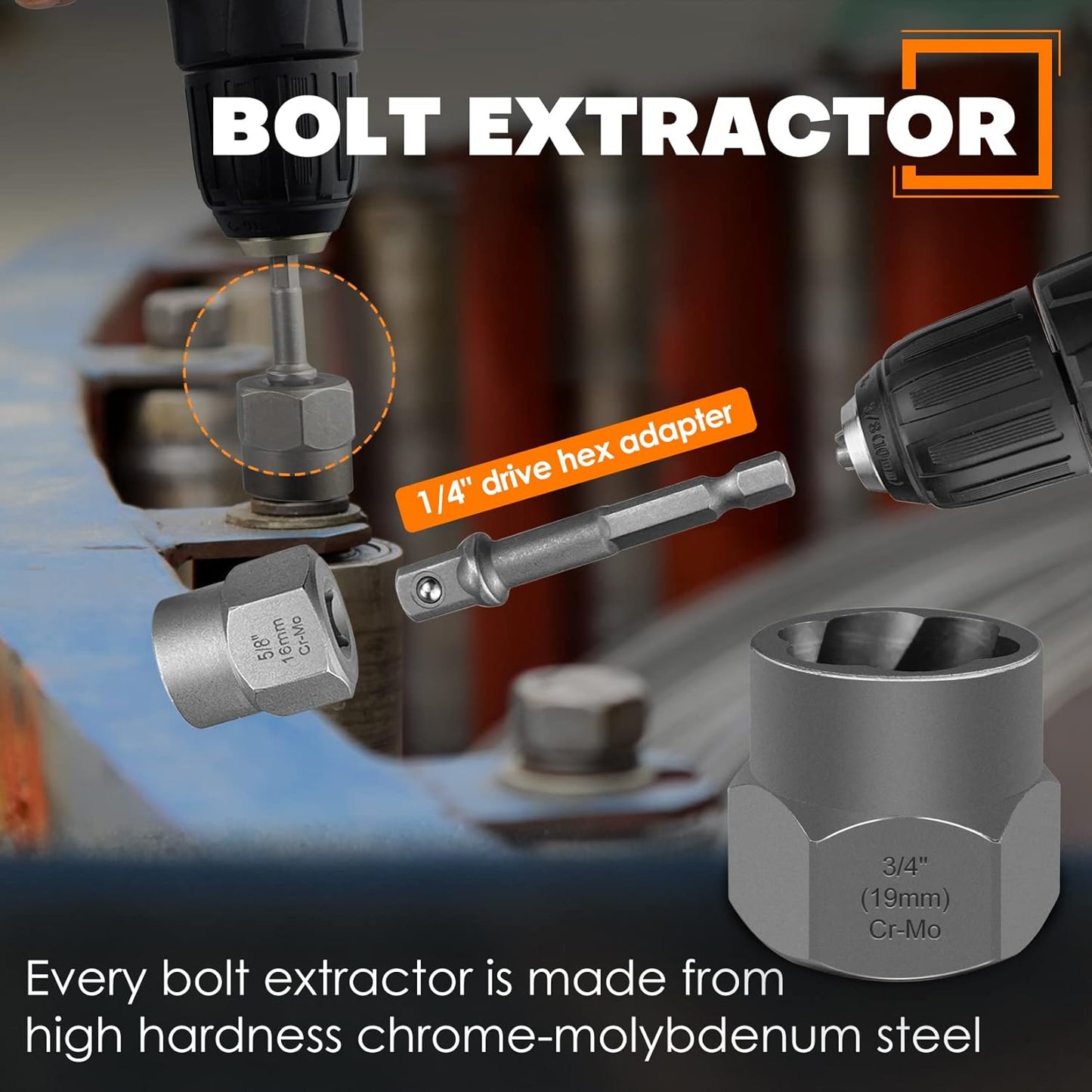 ACROTOL Juego de 26 extractores de pernos, (USADO).