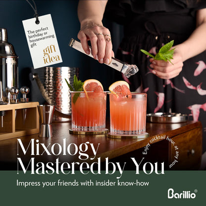 Kit de mixología para bartender, Barillio, soporte de bambú.